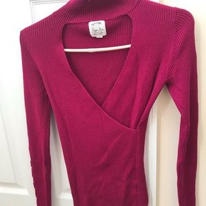 Hippie Rose Cutout Purple Fuschia Sweater